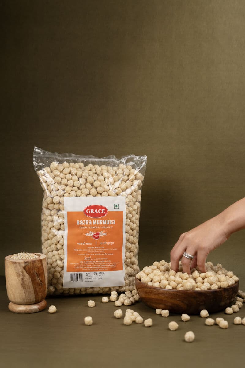 Bajri Puff (Bajra Murmura) — Grace naturally puffed pearl millet, made in Surat